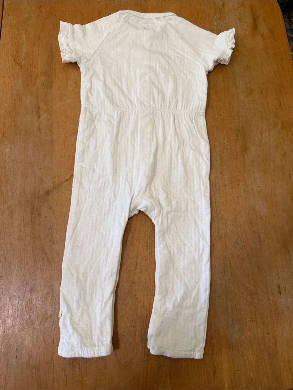 Soft Cream Button-Front Baby Romper Petite Maison sz 18 mos one piece